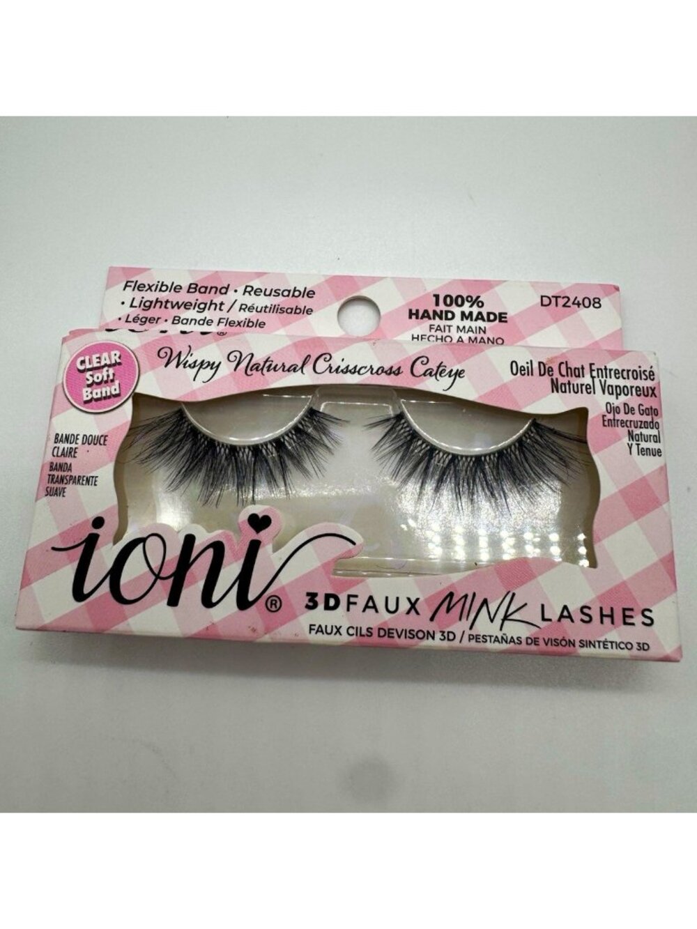 ioni 3D Faux Mink Lashes Wispy Natural Crisscross Cateye Black DT2408 Event New